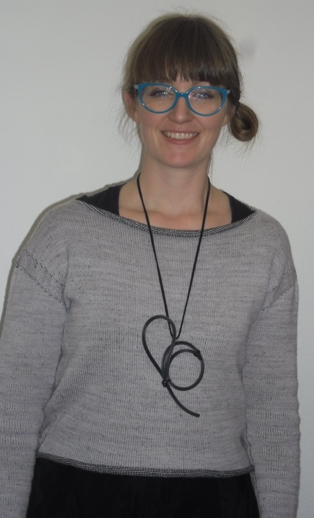 Gemma in a gorgeous Wendy Voon top with black pendant by Andie Meredith - photo by LFW