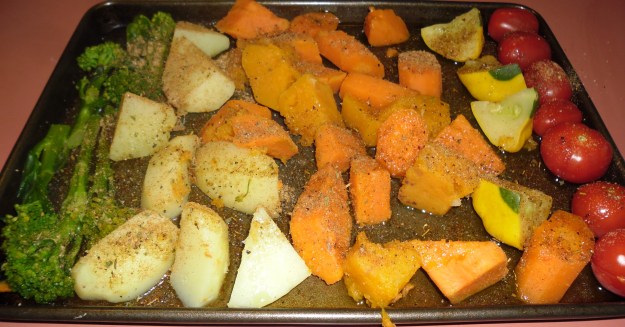 Roast veggies with Australia bush spices (served with slow cooked butterfly lamb*)
