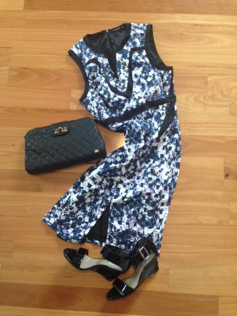 Nova clutch bag in black with dress from Portmans (factory outlet) and shoes by Dianna Ferrari (factory outlet)