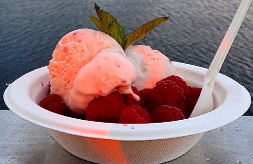Home-made raspberry ice-cream