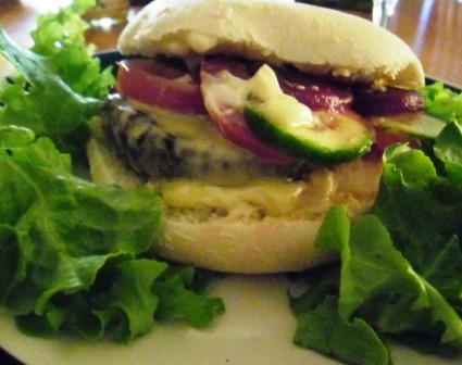 Home made basic beef burger with GF buns