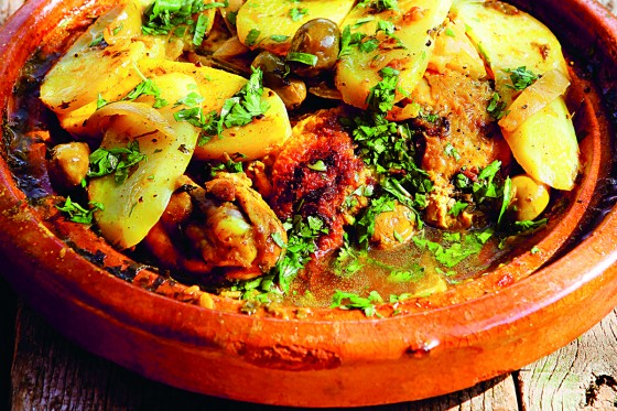 Chicken, olive, and potato hot-pot