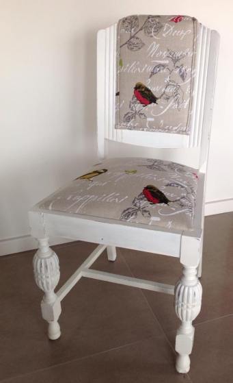 Beautiful upcycled dining chair in french linen fabric