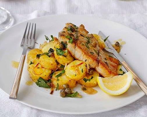 Fish - roast barra with kipfler potatoes